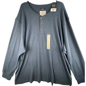 St Johns Bay Mens 4XL Henley Shirt In Sig Navy HTR Big & Tall Size